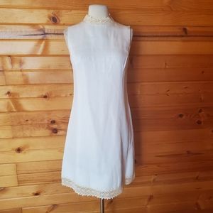 1960s Lanz Original White with Cream Lace Shift Dr